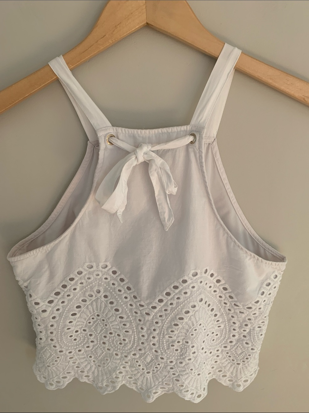 Abercrombie & Fitch Eyelet Relaxed Fit Tank Top White Medium Cottagecore Summer - Picture 5 of 9